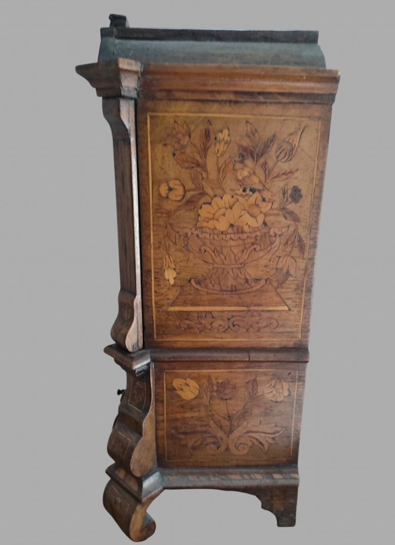 A Rare Apprentice Miniature Dutch Marquetry Cabinet Piece c1800
